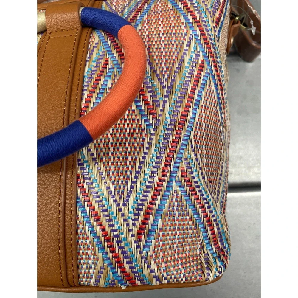 Hobo Luna Small Tote Bag Sunset Raffia‎ Hand Bag Shoulder Leather Trim